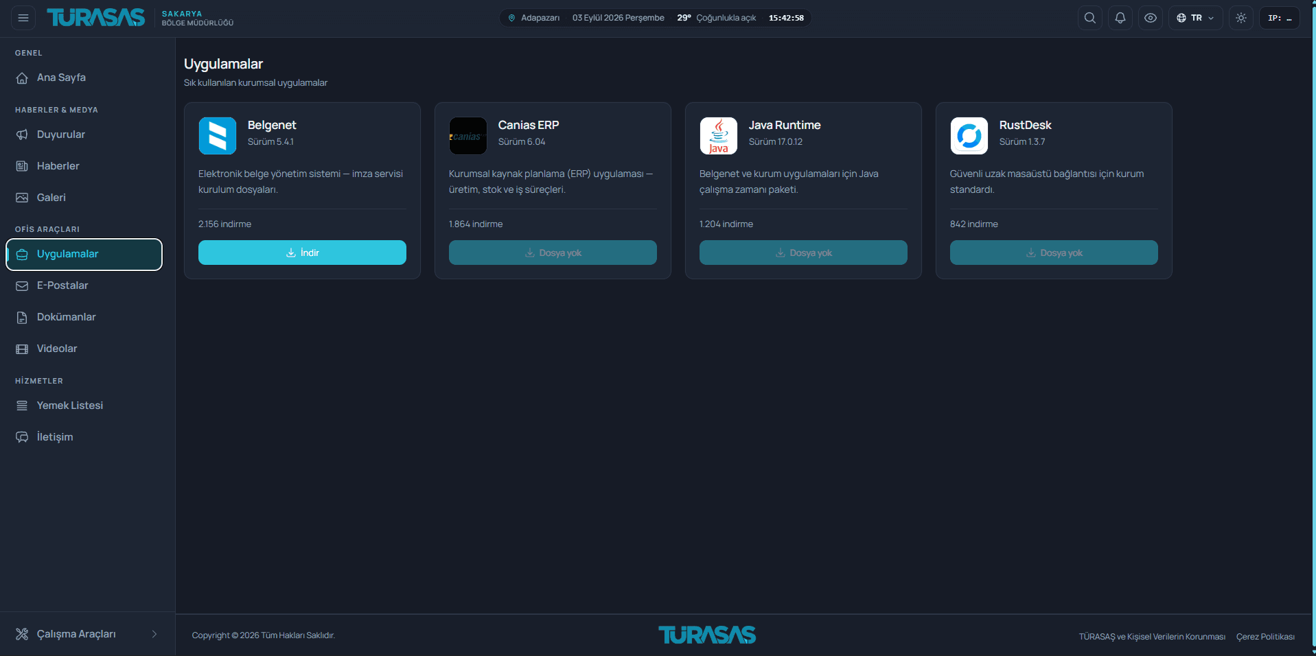 TÜRASAŞ Intranet